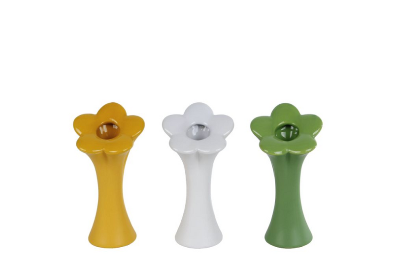 Cosydecor vase fleur s vert jaune blanc 7x7x15cm