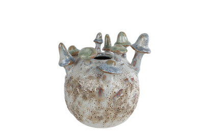 Vase champignon crème violet 12x12x14cm