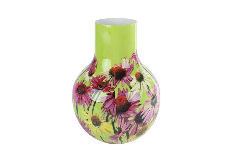 Vase Sun Hat Metal Green 22x22x30cm