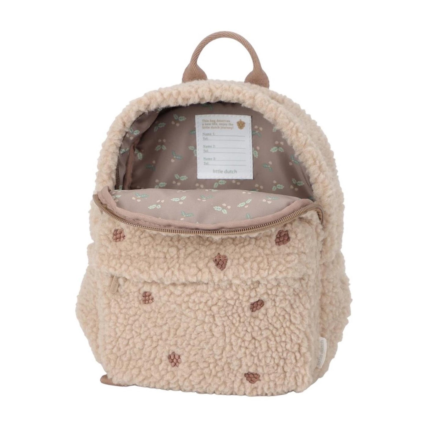 Sac à dos en peluche Little Dutch taupe
