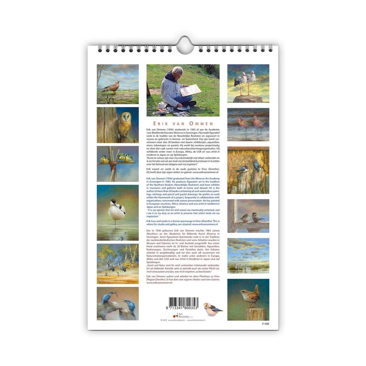 Calendrier d'anniversaire Comello oiseaux format A4