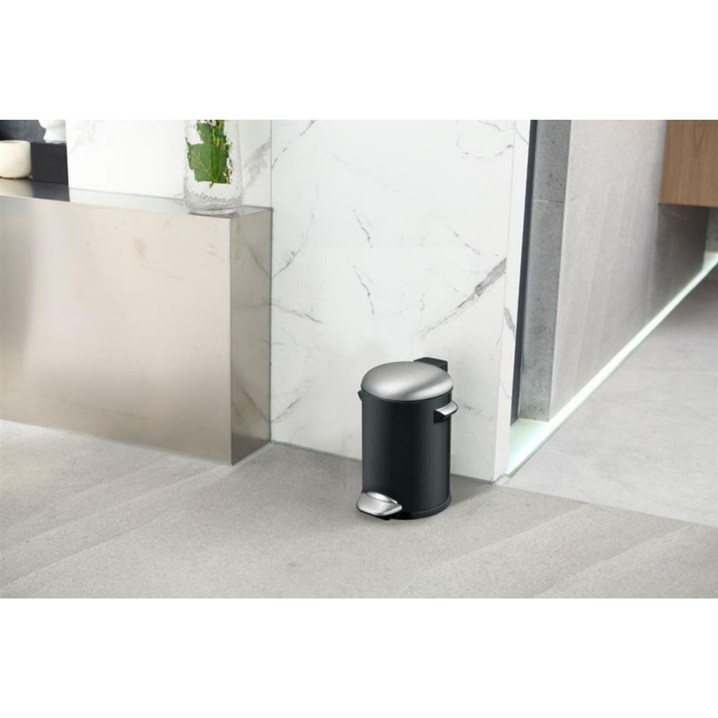 Eko Vepa Bins Belle Deluxe Pédale Bin 3L Black Silver