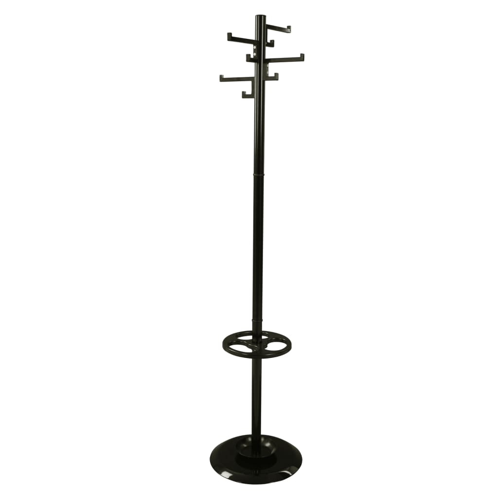 Rack en manteau en V-parts en V avec 8 crochets en porcelaine 178 cm noir