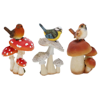 Champignon design Esschert avec oiseaux