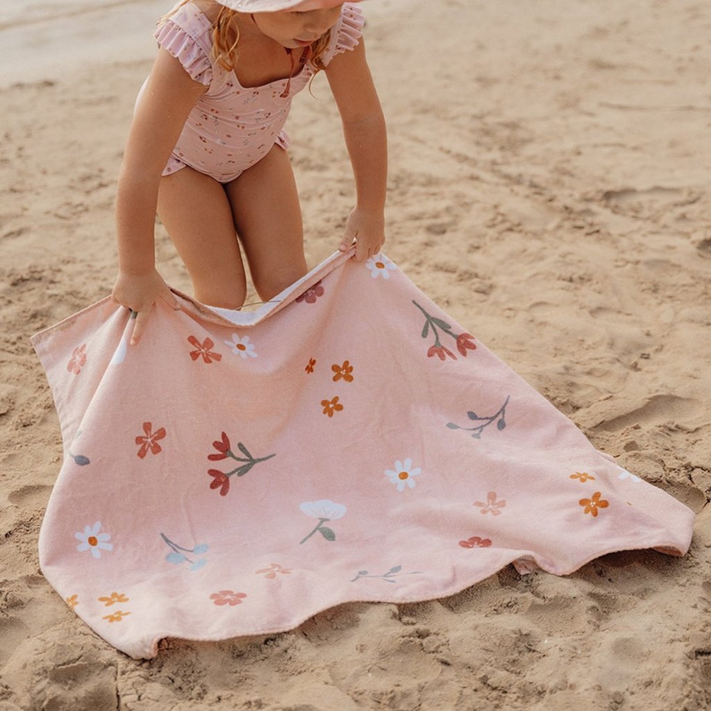 Little Dutch Pink Flowers serviette de plage 60x120 cm rose clair