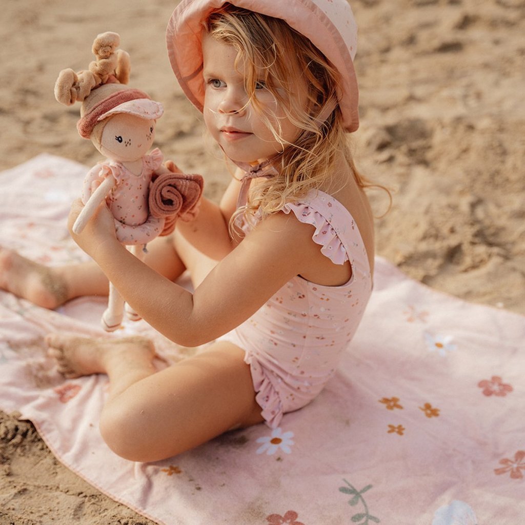 Little Dutch Pink Flowers serviette de plage 60x120 cm rose clair