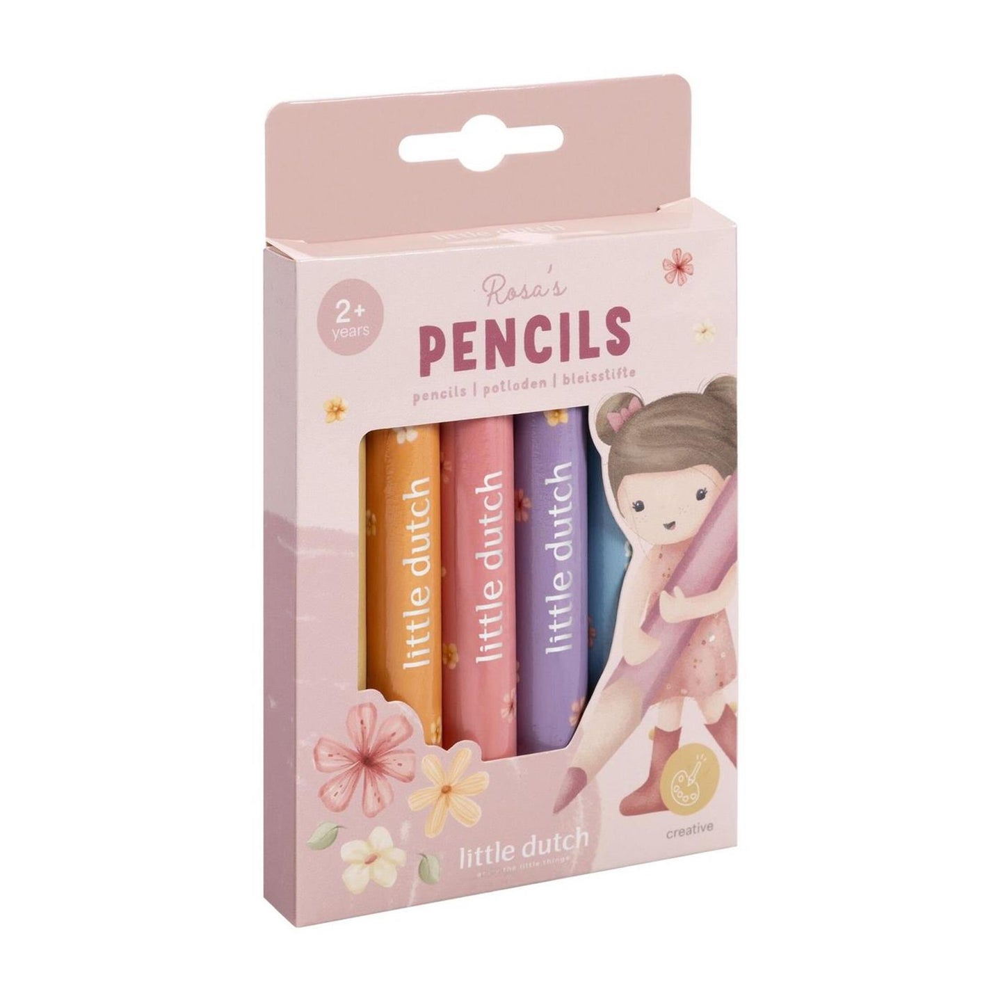 Crayons courts et épais Little Dutch Rosa 6 pièces | 2 pièces