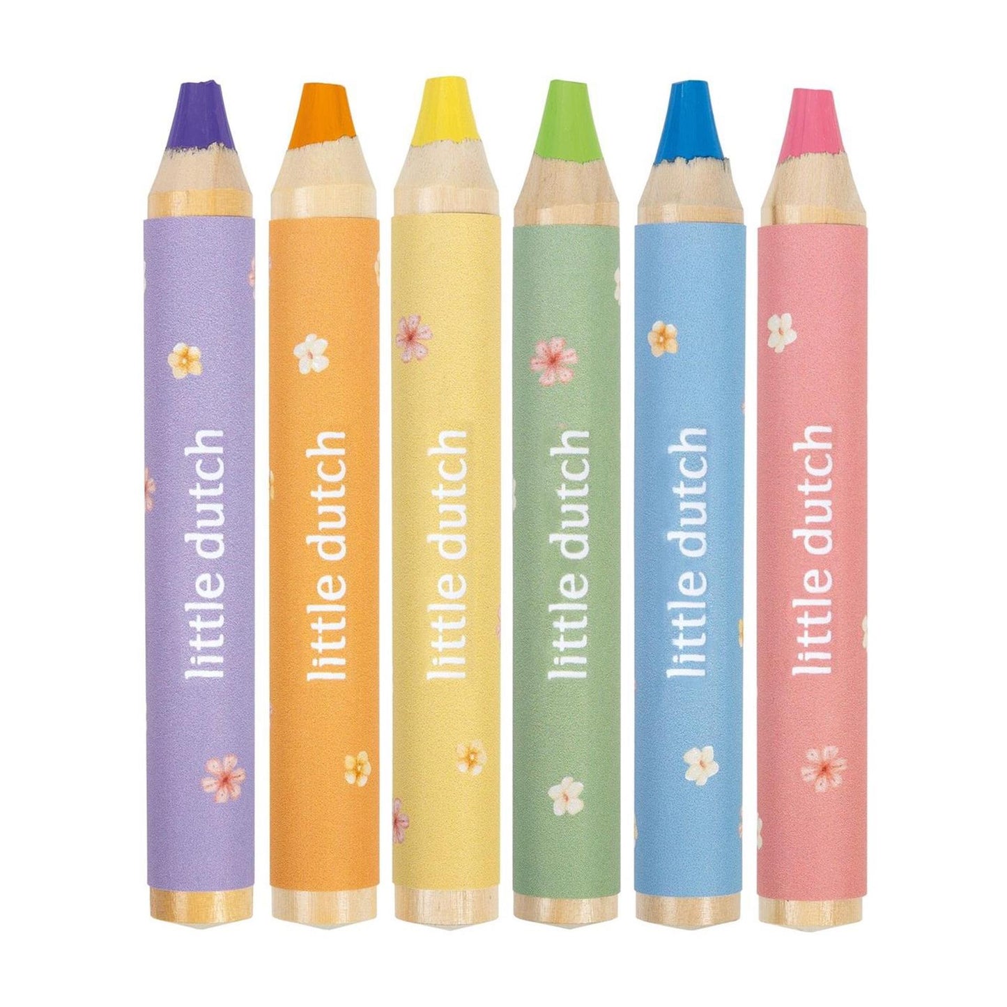 Crayons courts et épais Little Dutch Rosa 6 pièces | 2 pièces