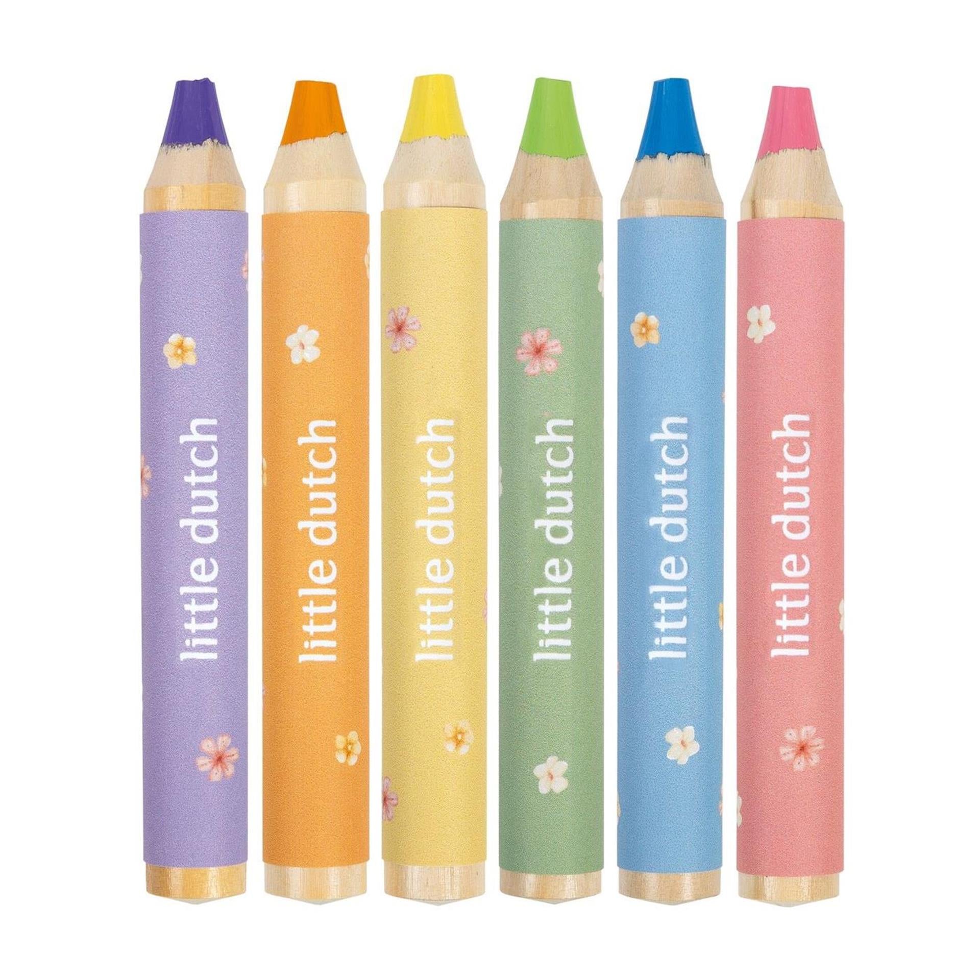 Crayons courts et épais Little Dutch Rosa 6 pièces | 2 pièces