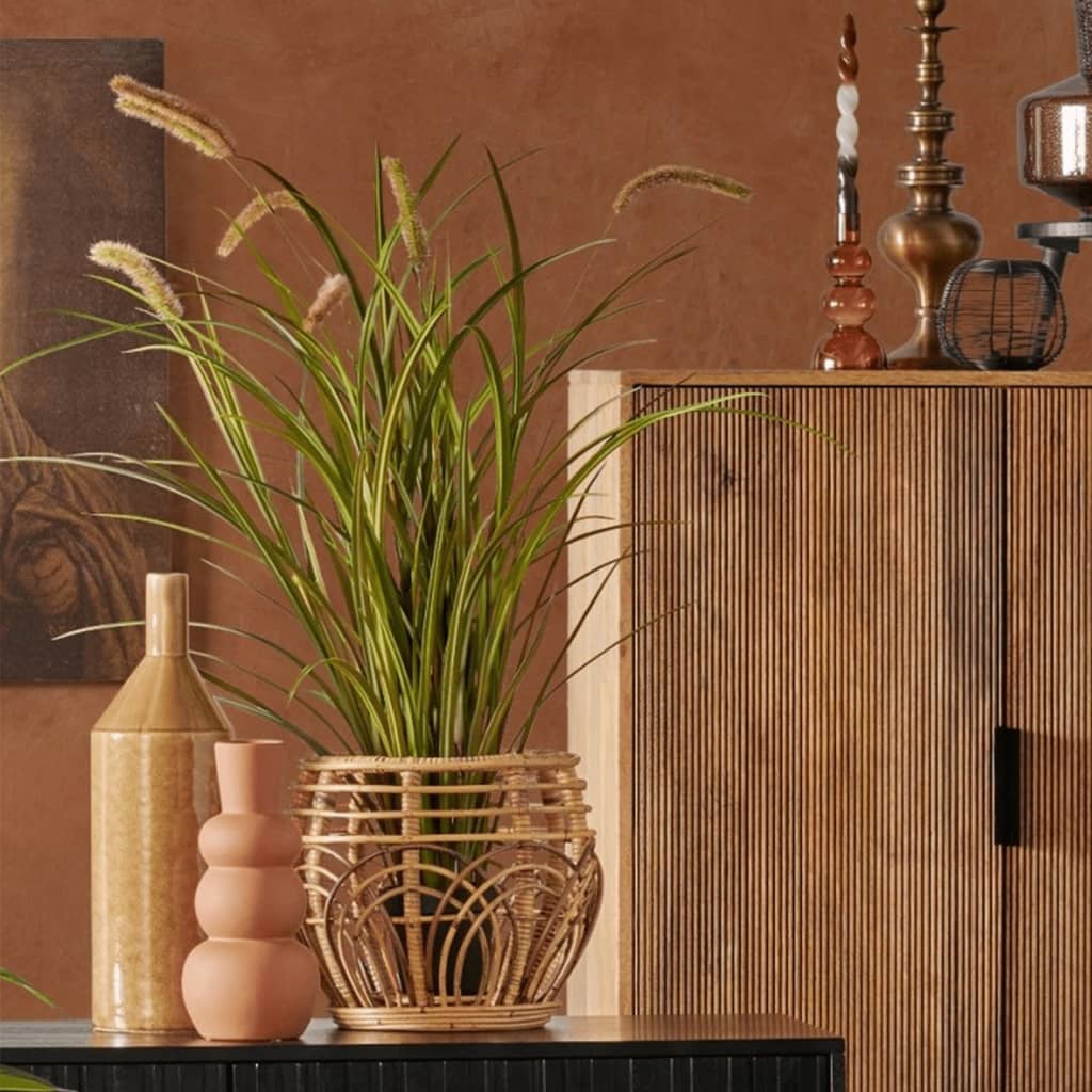 Emerald Emerald Art Plant dans Pot Cat Tail Grass 100 cm