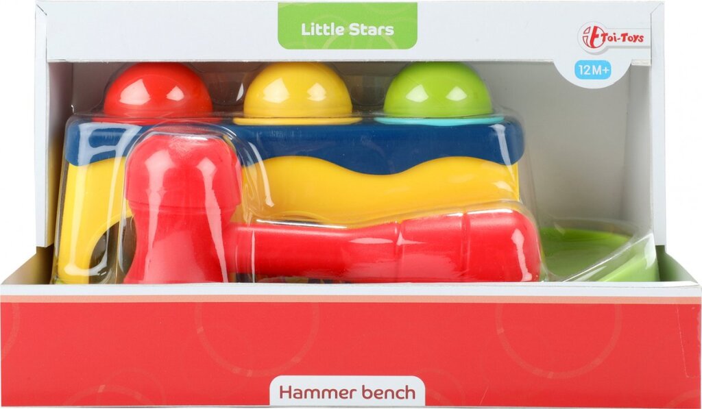 Banc petit marteau petites étoiles avec 3 boules de hochet