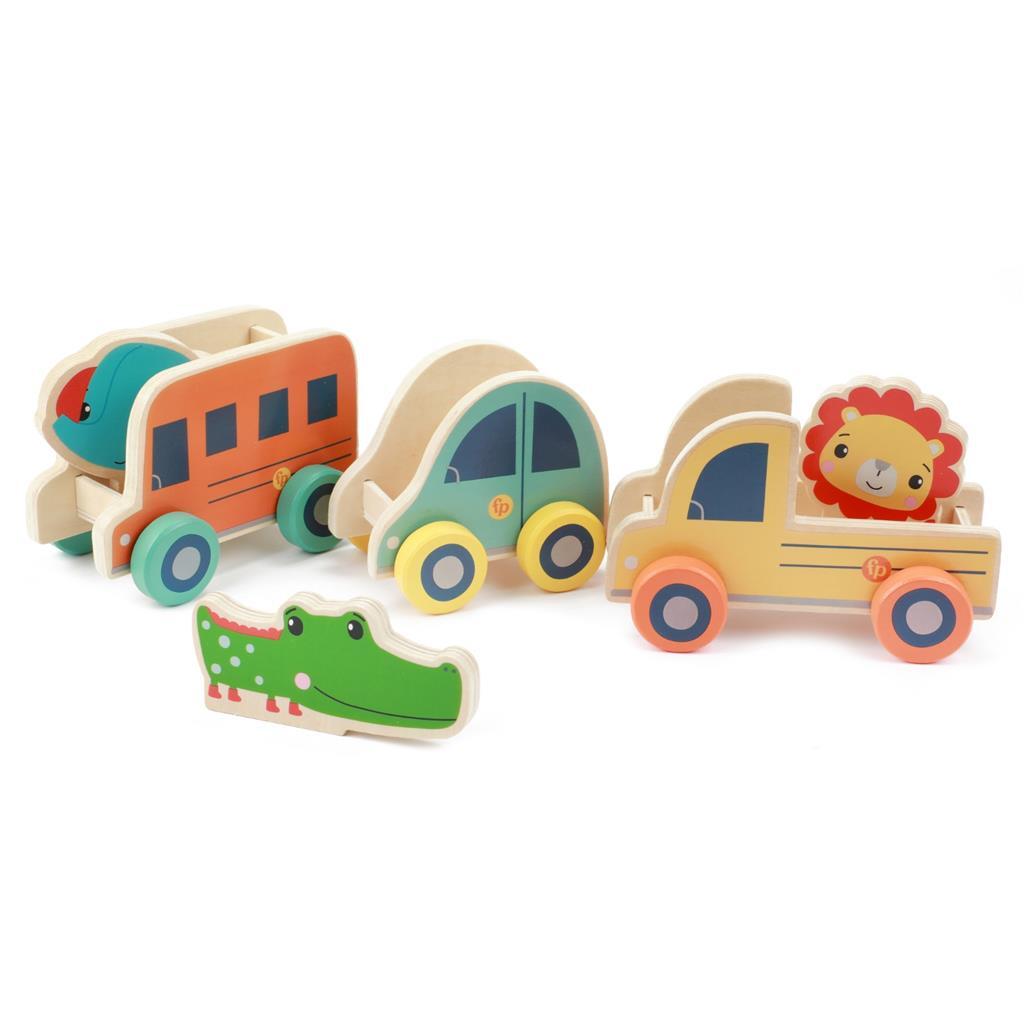 Fisher Price Vehicles Dierenset Wood, 6dlg.