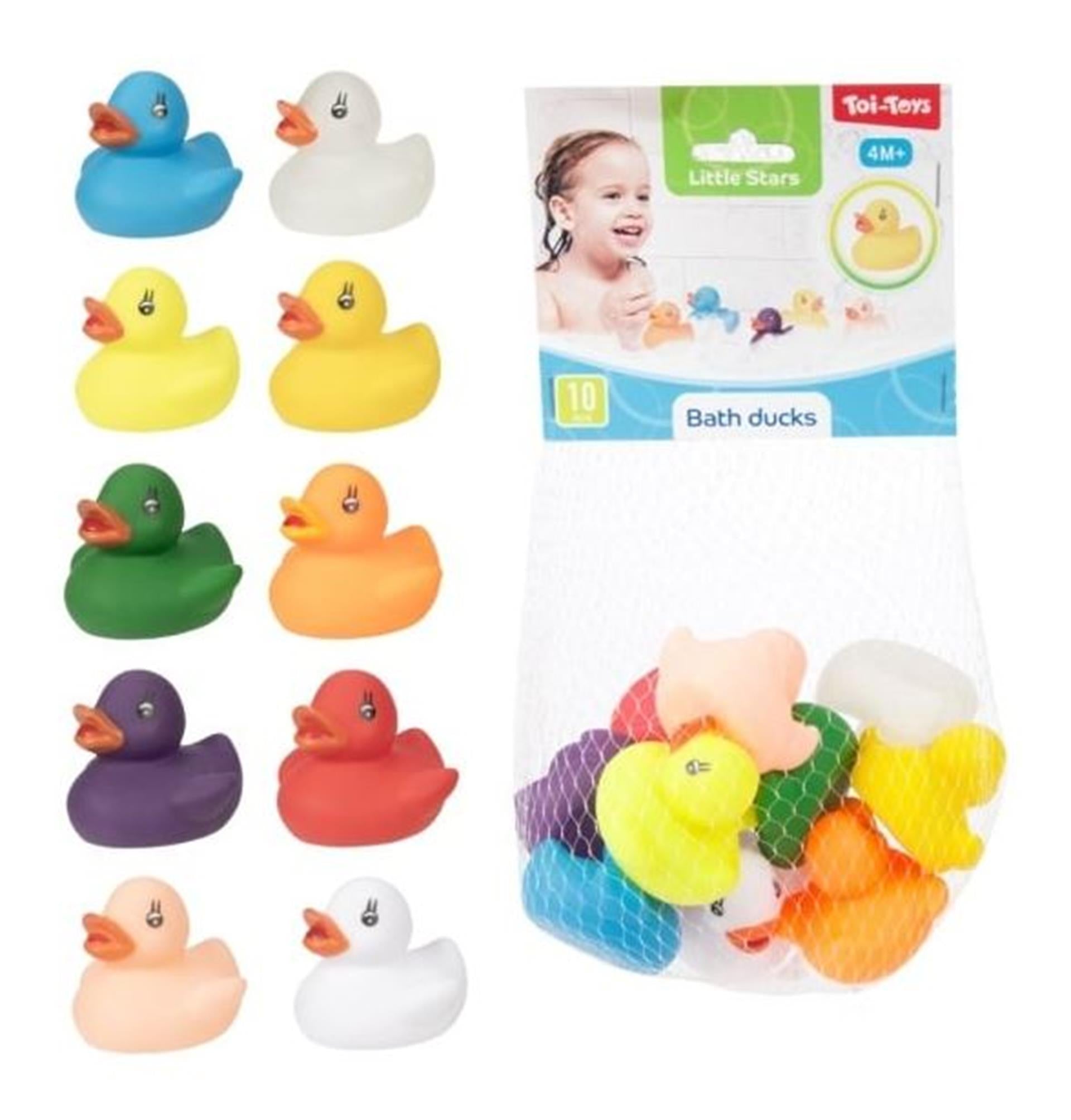 Toi-toys canard en caoutchouc couleurs cool filet a 10 pcs