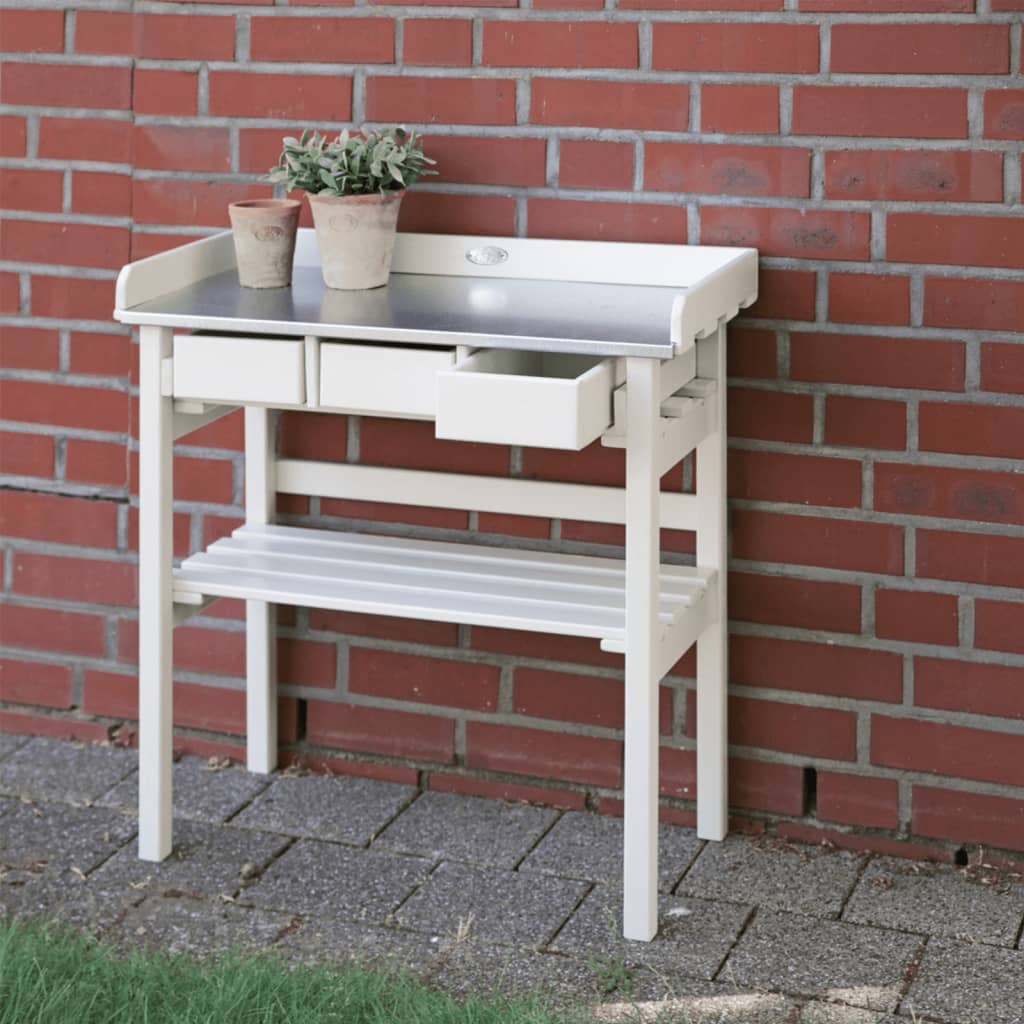 Esschert Design Esschert Design Garden Table de travail avec tiroirs (blanc) CF29W