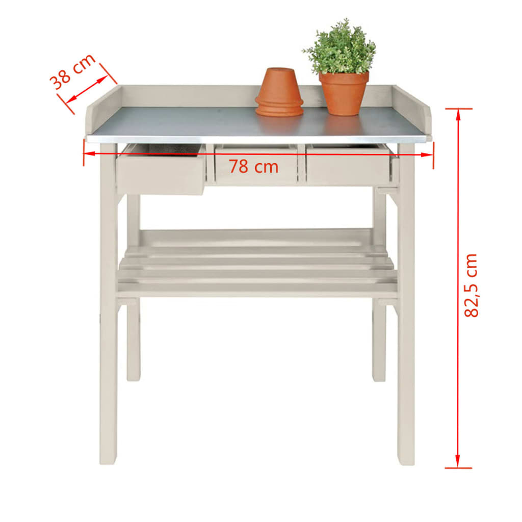Esschert Design Esschert Design Garden Table de travail avec tiroirs (blanc) CF29W