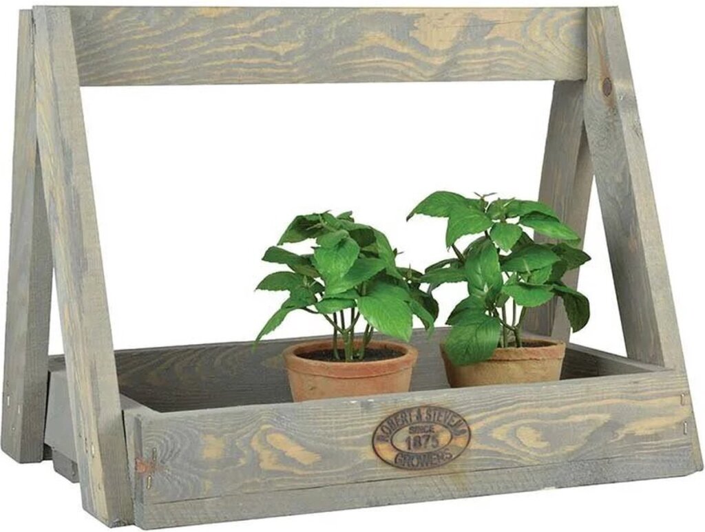 Conception Esschert Rack de plante en bois design Esschert 29x39.2x28.9 cm Gray