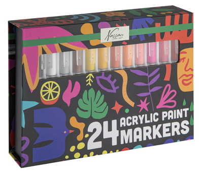 Creative Craft Group Nassau Grands marqueurs de peinture acrylique – 24 pièces.