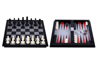 Engelhart jeu de voyage d'échecs backgammon 24 cm – pliable magnétique – avec compartiment de rangement – roi 50 mm –