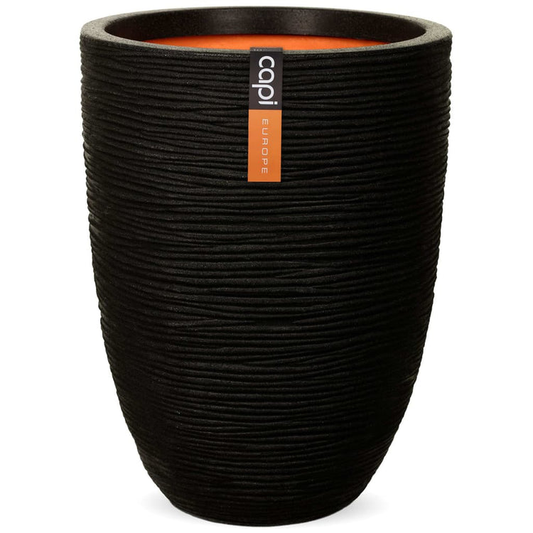 Capi Capi Flowerpot Nature Rib Elegant Low 36x47 cm Black Kblr782