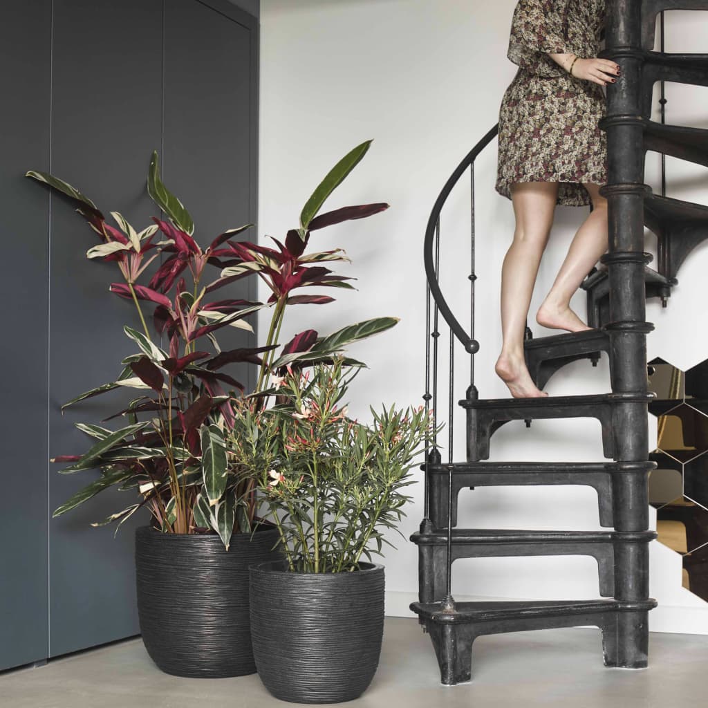 Capi Capi Flowerpot Nature Rib 35x34 cm Black Kblr932