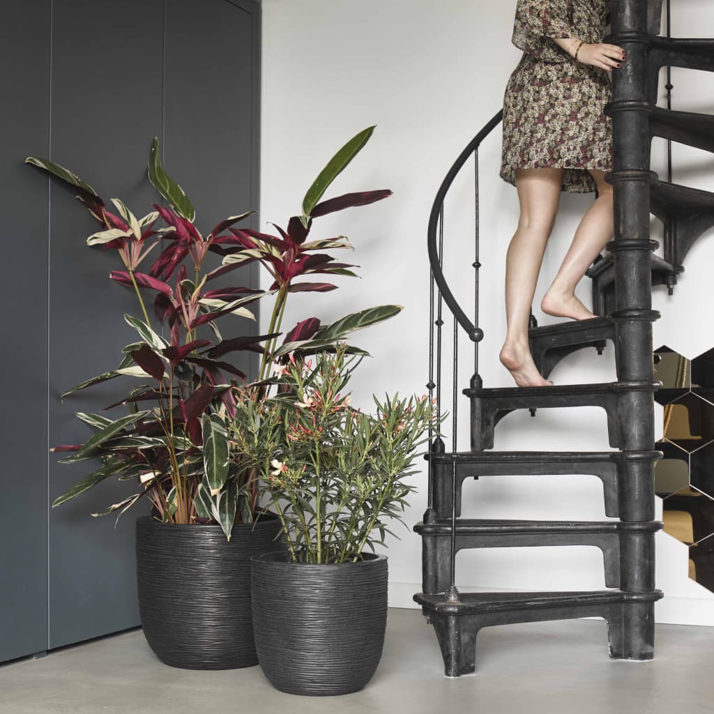 Capi Capi Flowerpot Nature Rib 43x41 cm Black Kblr933