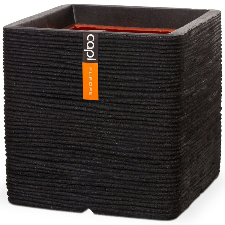 Capi capi jardinière nature nervurée carrée 30x30 cm noir kblr902