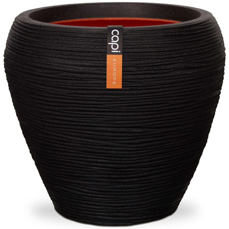 Capi Capi Flowerpot Nature Rib Taps 42x38 cm Black Kblr362