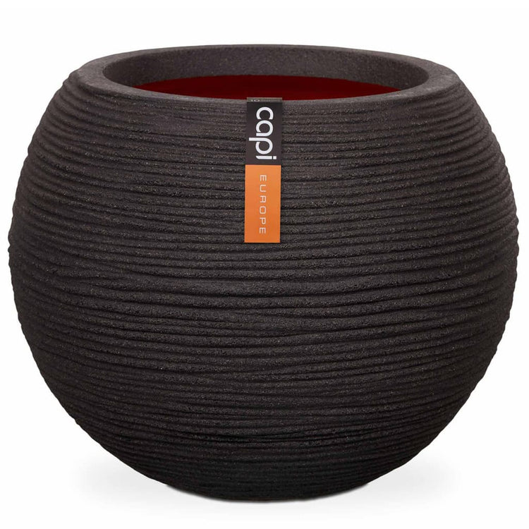 Capi Capi Flowerpot Nature Rib Sphérique 40x32 cm Black Kblr270