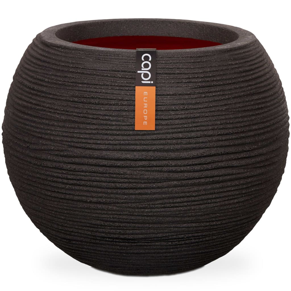 Capi capi pot de fleurs nature nervuré sphérique 62x48 cm noir kblr271