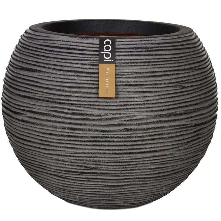 Capi Capi Flowerpot Nature Rib Sphérique 40x32 cm Anthracite KOFZ270
