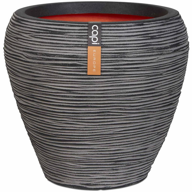 Capi Capi Flowerpot Nature Rib Taps 42x38 cm anthracite kofz362