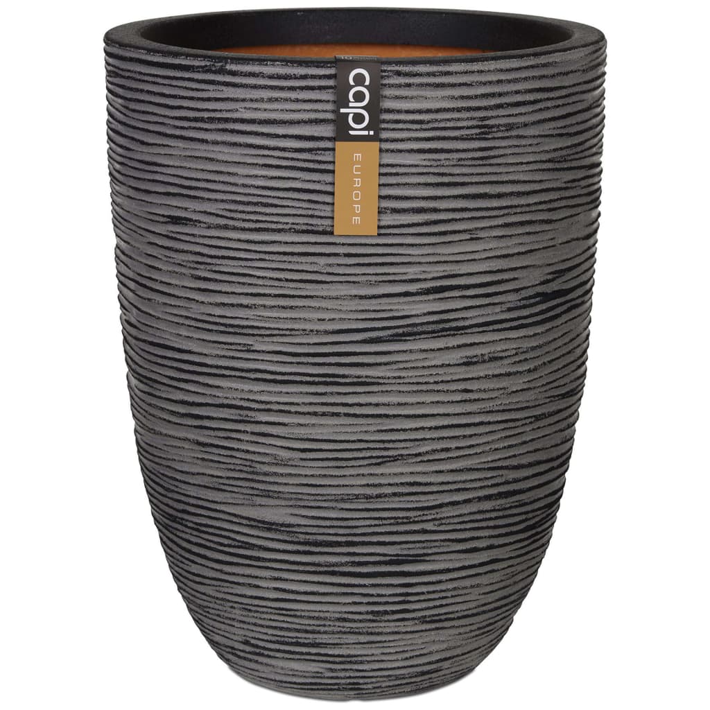 Capi Capi Flowerpot Nature Rib Elegant Low 36x47 cm Anthracite Kofz782