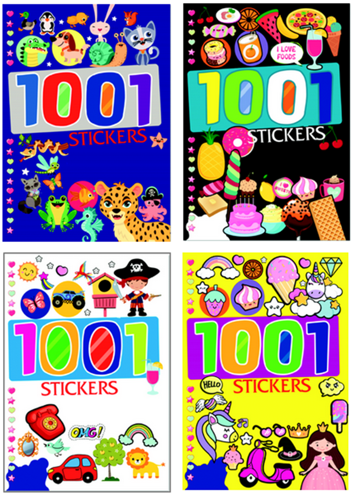 Livre de 1001 autocollants. 4 assortis 41 pages 3+