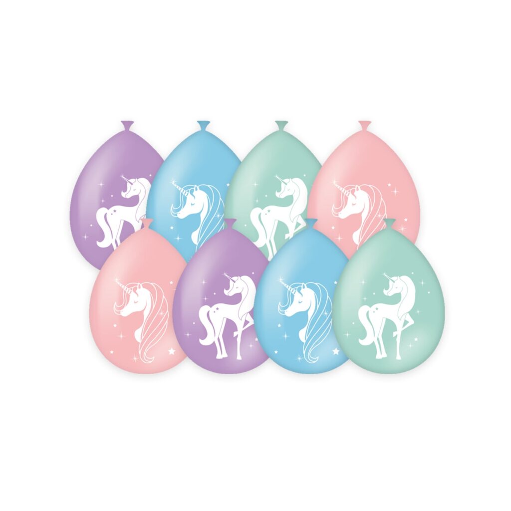 PD-party fête ballons Unicorn 8 pièces rose violet bleu vert