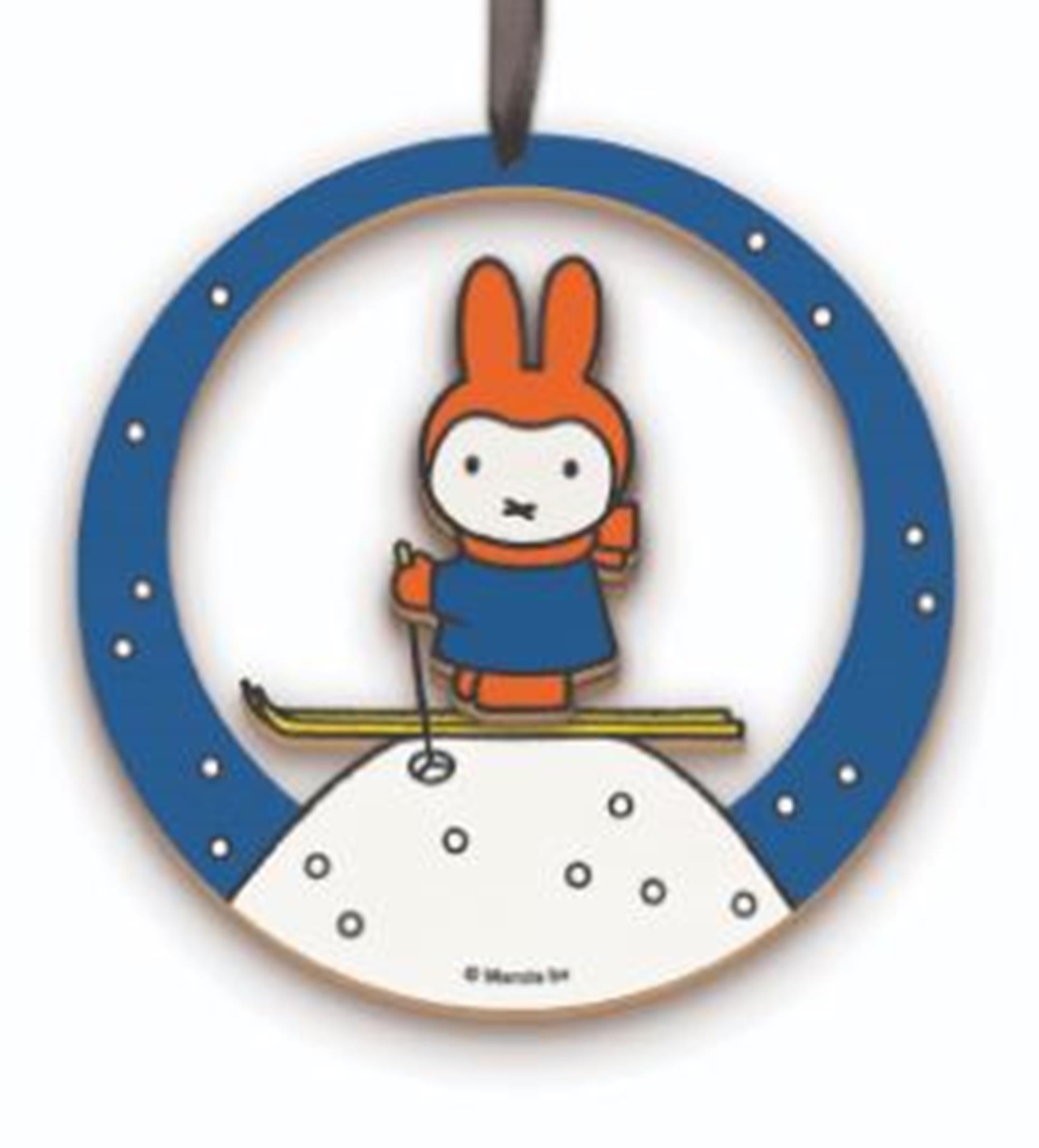 Miffy Noël pendentif bois hiver ø7,5cm