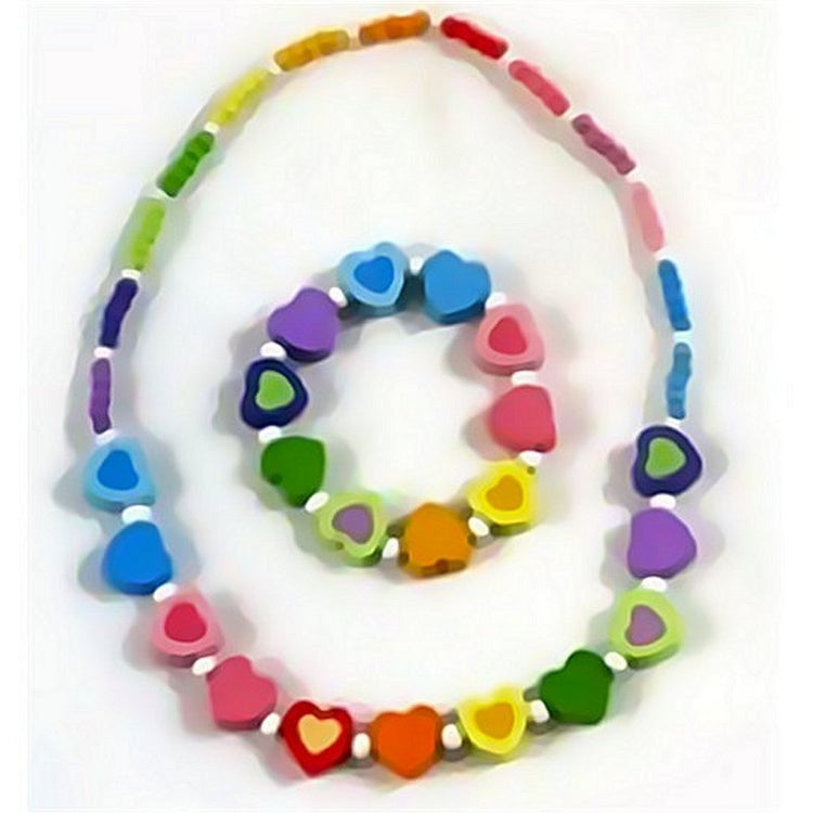 Simplement pour les enfants simplement pour la chaîne de perles en bois + coeurs de bracelet