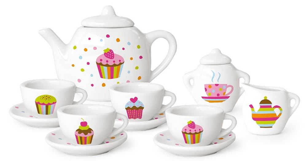 Simplement pour les enfants simplement pour le cupcake à thé en porcelaine avec mallette