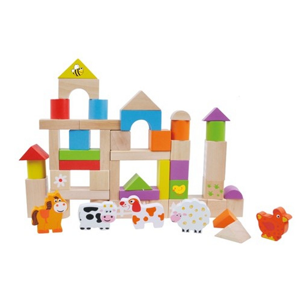 Simplement pour les enfants simplement pour les blocs en bois et les animaux 50 pièces