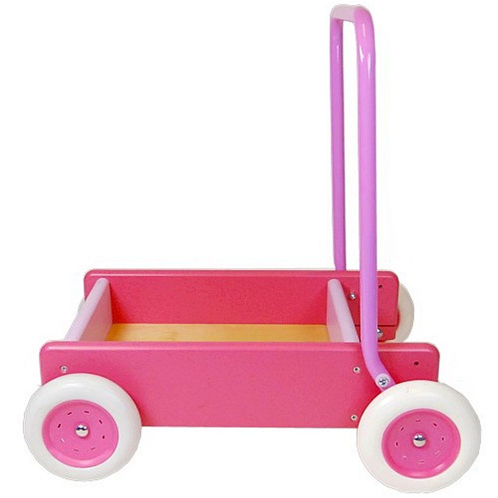 Van Bueren Van Bueren Wooden Push Way avec l'apprentissage debout rose