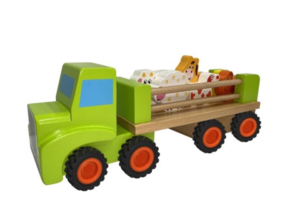 Camion animalier en bois.