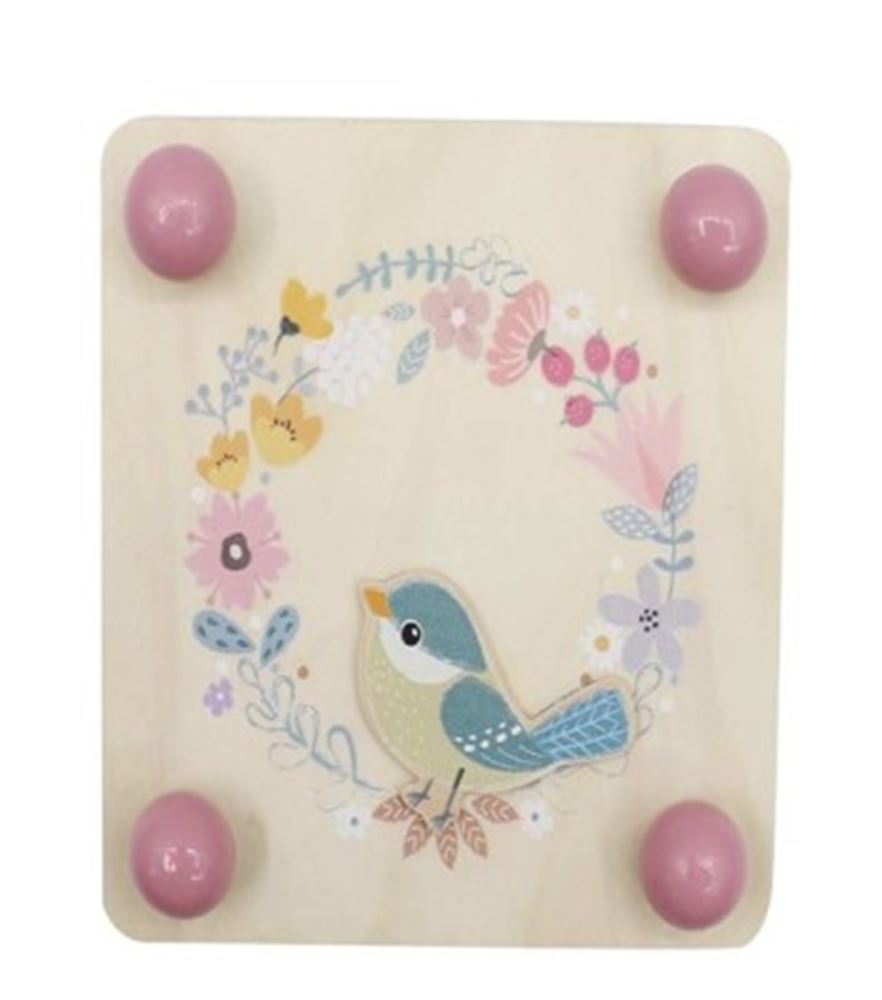 Oiseau presse-fleurs en bois. 3+