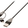 Bandridge Bandridge BBM39400B10 Données 2-en-1 et câble de charge USB Micro-B Male + LightningAdapter Un mâle 1,00 m noir