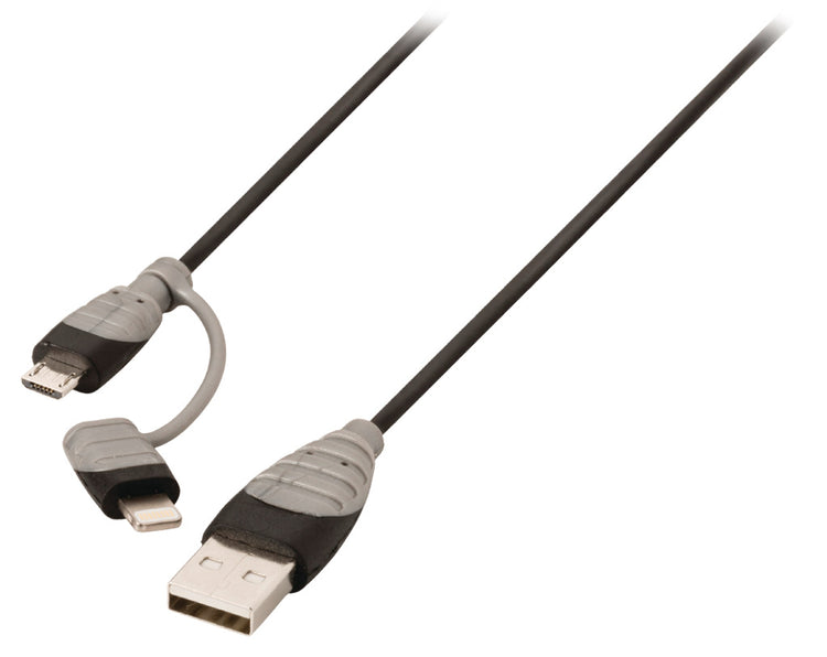 Bandridge Bandridge BBM39400B10 Données 2-en-1 et câble de charge USB Micro-B Male + LightningAdapter Un mâle 1,00 m noir