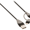 Bandridge Bandridge BBM39400B10 Données 2-en-1 et câble de charge USB Micro-B Male + LightningAdapter Un mâle 1,00 m noir
