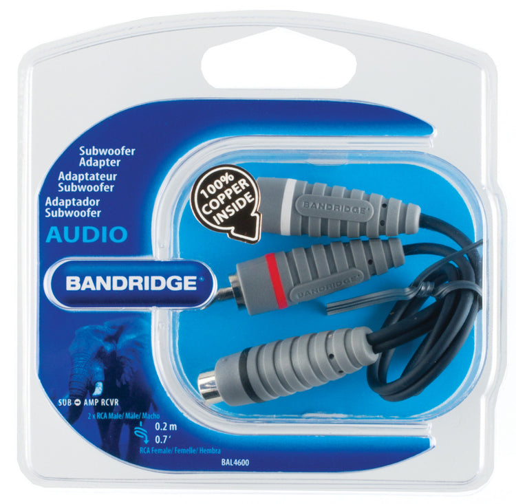 Bandridge Bandridge Bal4600 Câble subwoofer 2x RCA mâle RCA femelle 0,20 m bleu