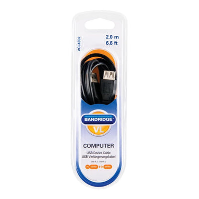 Bandridge Bandridge USB 2.0 Un mâle à USB 2.0 une femme 2 m noir