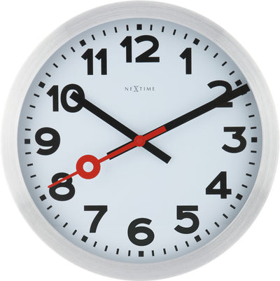 Nextime Nextime NE-39999ar Wall Clock Slide. 35 cm, en aluminium brossé, # 039; Station # 039;