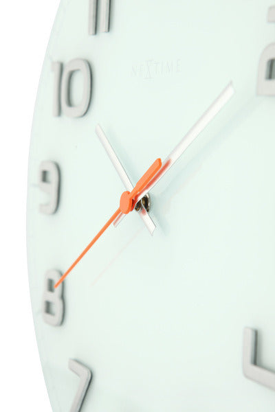 Nextime Nextime NE-8817WI Horloge murale toboggan. 30 x 3,5 cm, verre, blanc, «ronde chic»