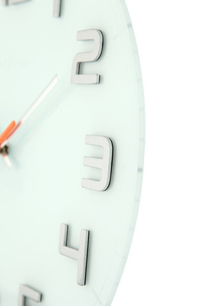 Nextime Nextime NE-8817WI Horloge murale toboggan. 30 x 3,5 cm, verre, blanc, «ronde chic»