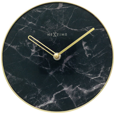 Nextime Nextime NE-5222ZW Tableau d'horloge marbre table dia 20cm de verre noir